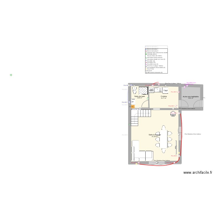 Fey SAM. Plan de 7 pièces et 71 m2