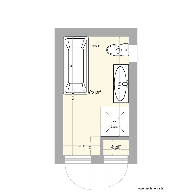 PAUYO. Plan de 2 pièces et 7 m2