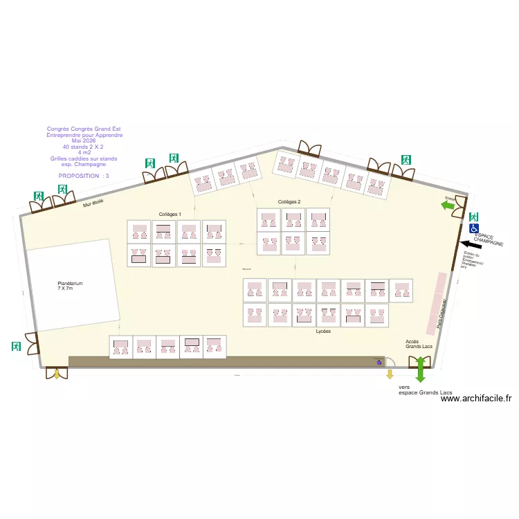 Congr&egrave;s Congr&egrave;s Grand Est  Entreprendre pour Apprendre Mai 2026  espace champagne prop 3. Plan de 1  et 584 m²