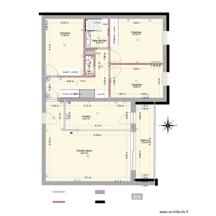 Apt cours de Bilbao. Plan de 10 pièces et 87 m2
