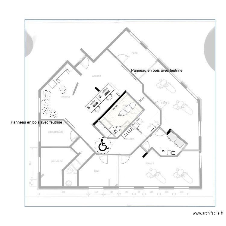 cabinet dec 23 bis. Plan de 1 pièce et 8 m2