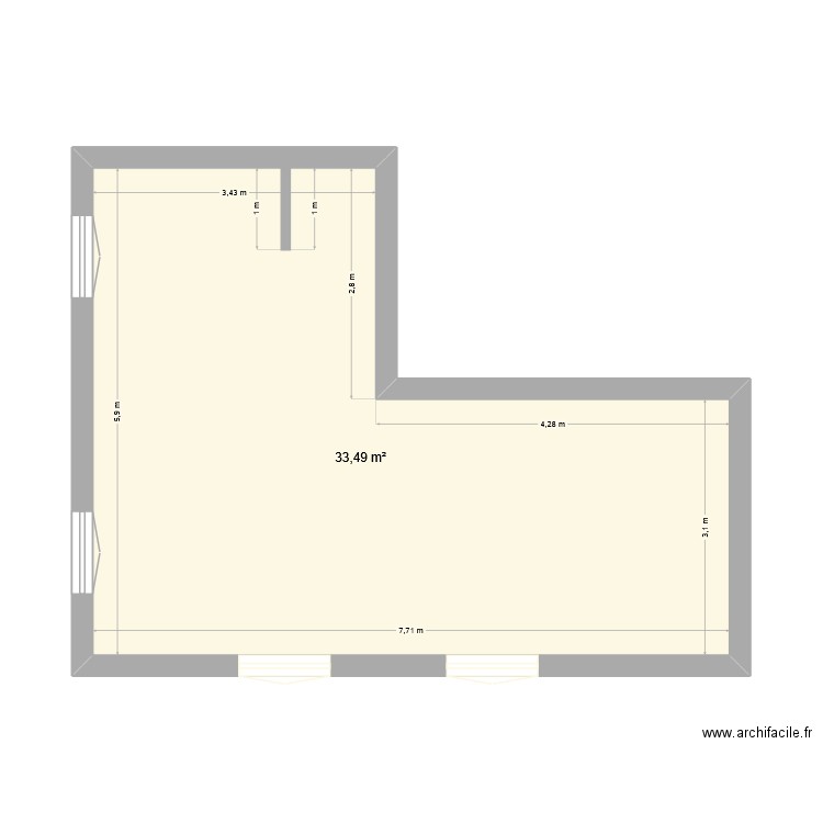 Granois. Plan de 1 pièce et 33 m2