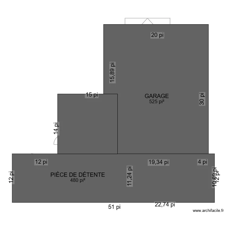 Garage POUR PERMIS (TEST). Plan de 2  et 93 m²