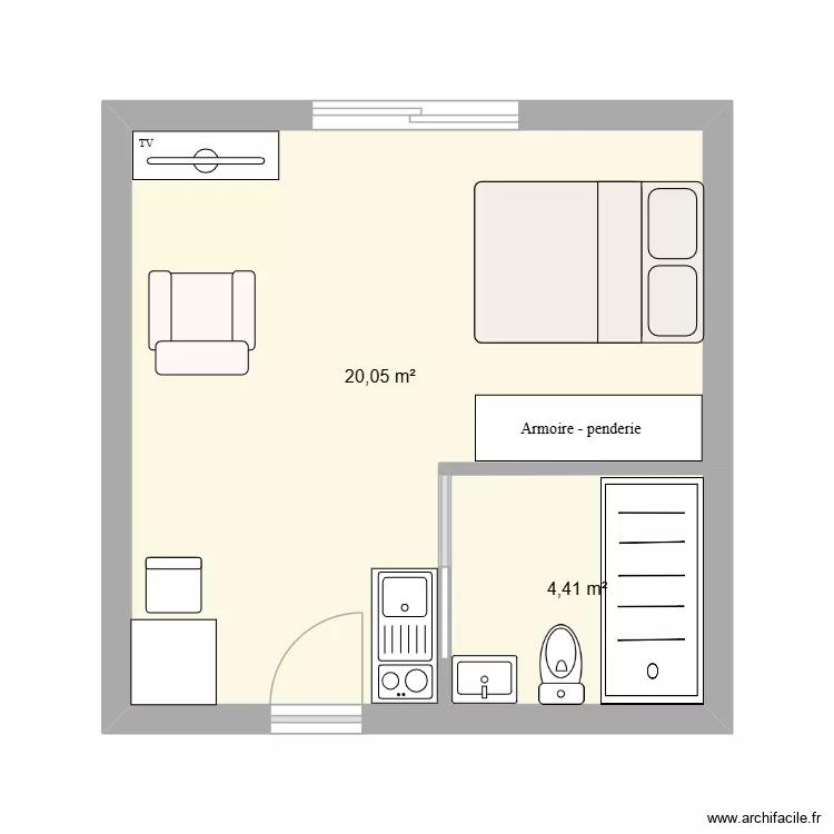 studio. Plan de 2 et 24 m² studio. Plan de 2 et 24 m²