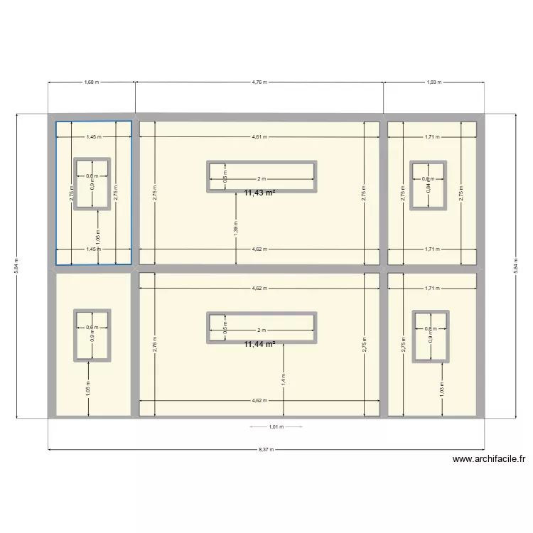 Maison hotte facade arriere. Plan de 