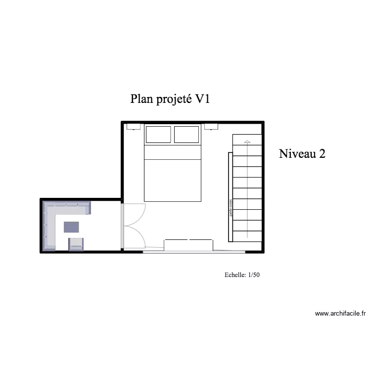 Appartement 3 N&icirc;mes - Niveau 2 V1. Plan de 