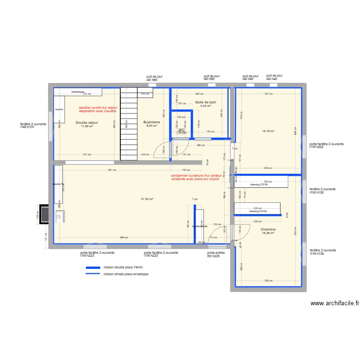idees amenagement mobilier - maison PAU RDC 10/03. Plan de 12 pièces et 101 m2