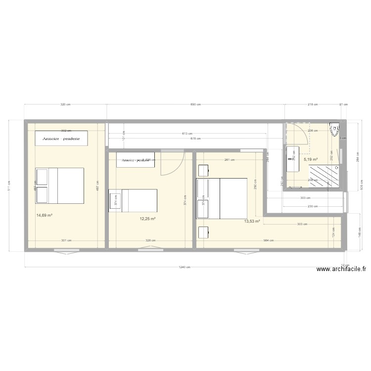 Espace nuit . Plan de 0 pièce et 0 m2