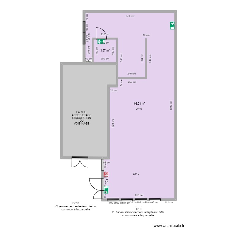 PROPTICA AVANT TRAVAUX. Plan de 3 pièces et 130 m2