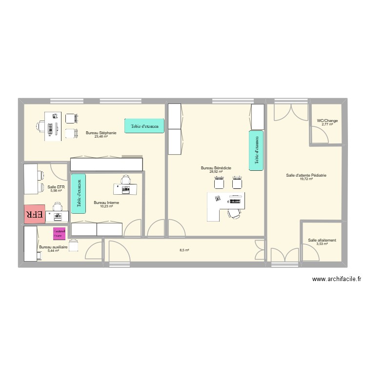 La Charité aile pediatrie 2. Plan de 9 pièces et 109 m2