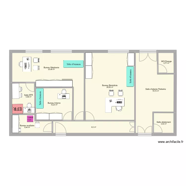 La Charit&eacute; aile pediatrie 2. Plan de 9 pièces et 109 m²