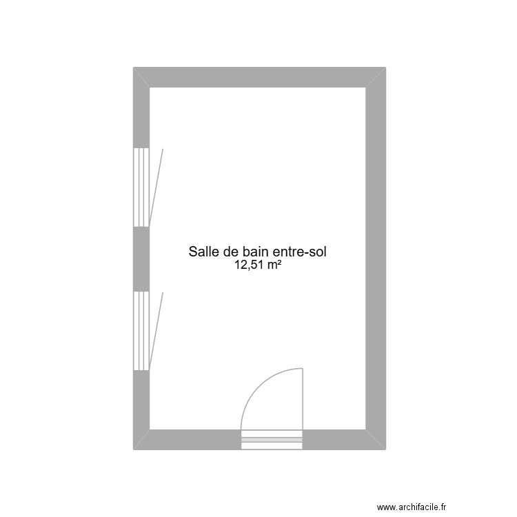 Entresol Salle de bains. Plan de 1 pièce et 13 m2