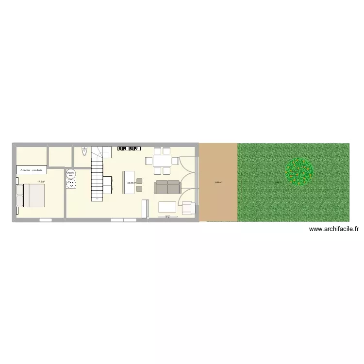 Maison Marguerite. Plan de 2 Pièces et 62 m²