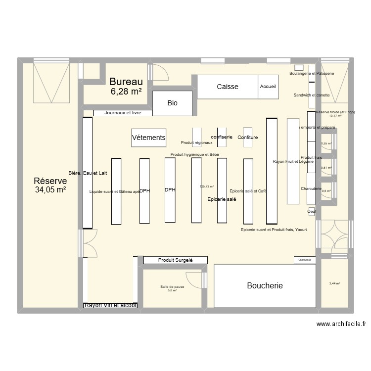 carrefour. Plan de 6 pièces et 189 m2