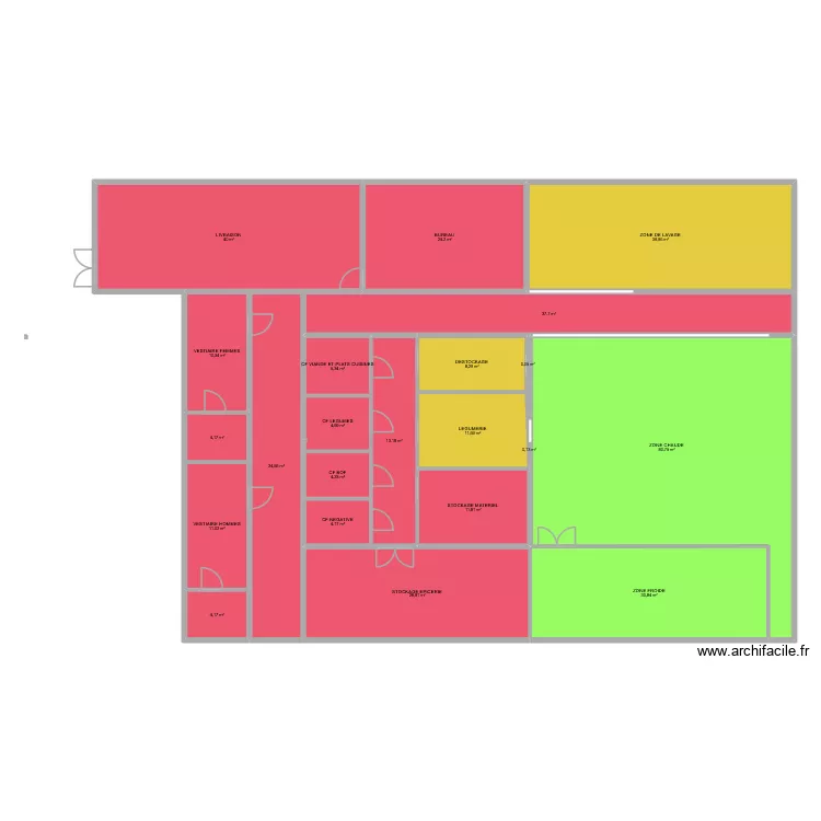 cuisine. Plan de 22  et 391 m²