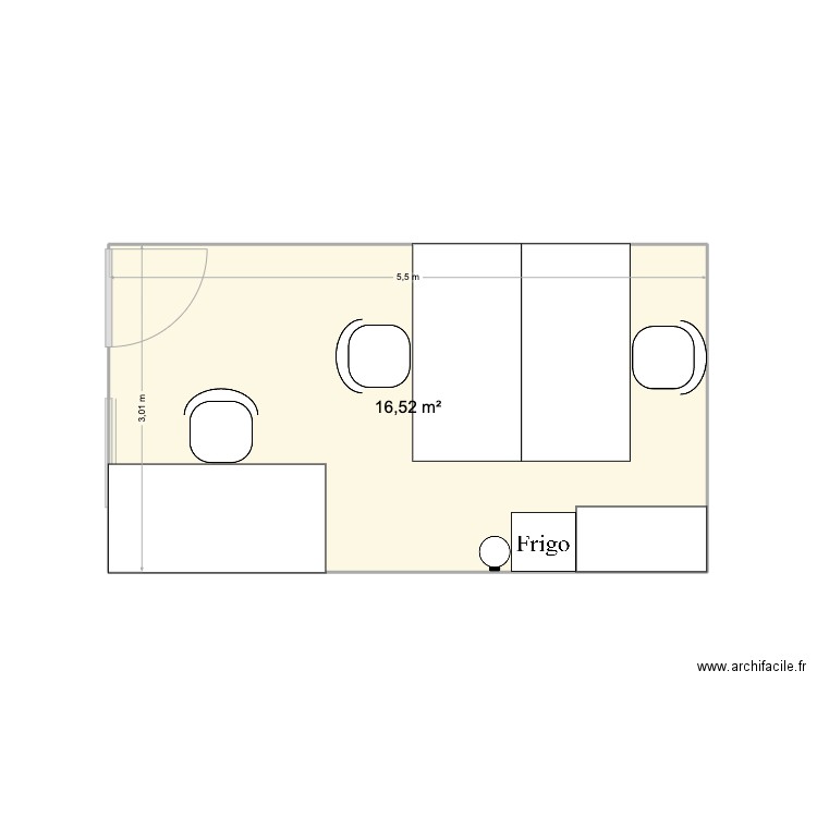 BUREAU LACS. Plan de 1 pièce et 17 m2