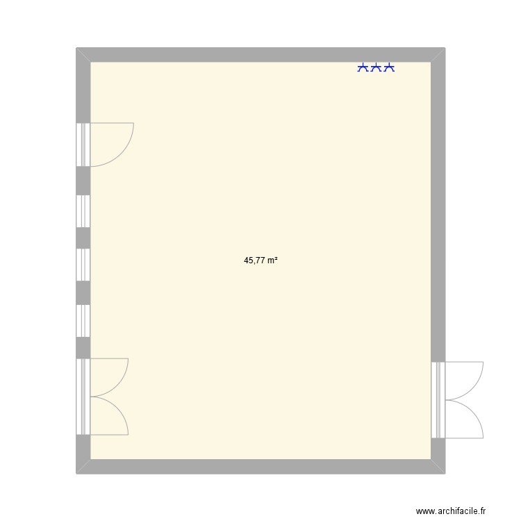 salle de cours. Plan de 1 pièce et 46 m2