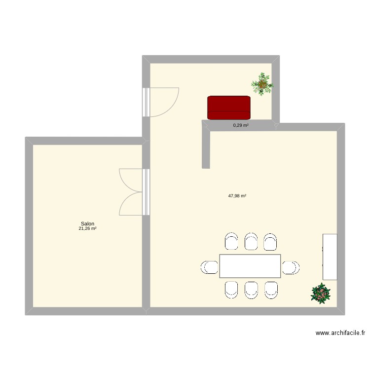 L dream por favor. Plan de 3 pièces et 70 m2