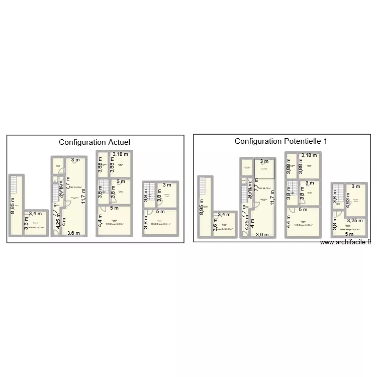 Dourlet V1. Plan de 28  et 354 m²