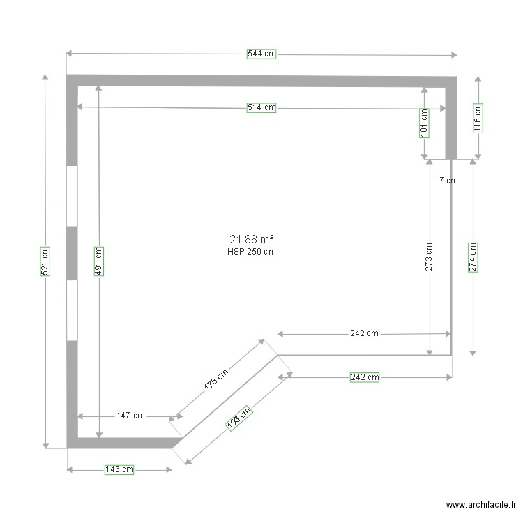 annexe plan 1. Plan de 1 pièce et 22 m2