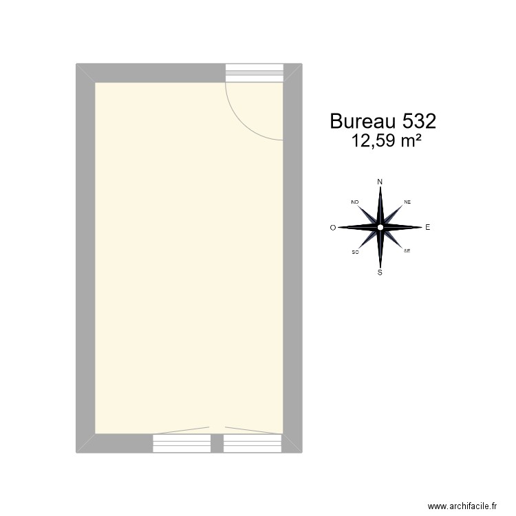 Bureau R 532. Plan de 1 pièce et 13 m2