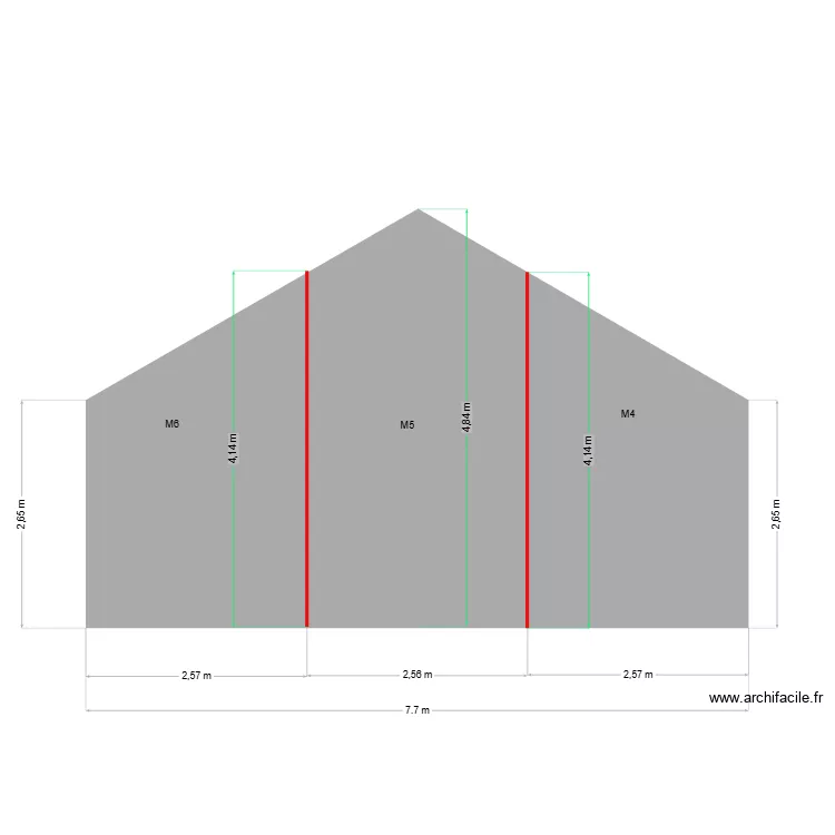 Garage pignon. Plan de 