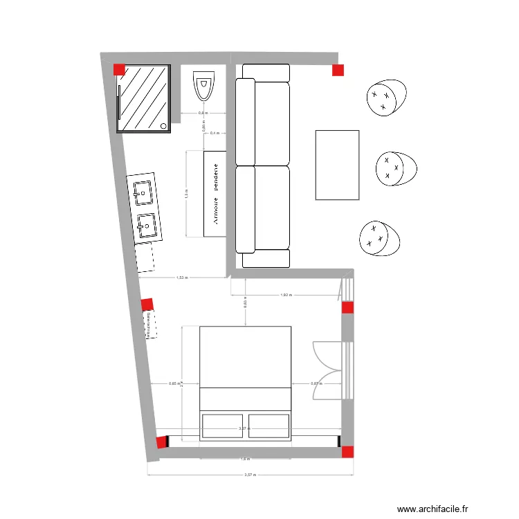 Chambre 1 + salon. Plan de Chambre 1 + salon. Plan de