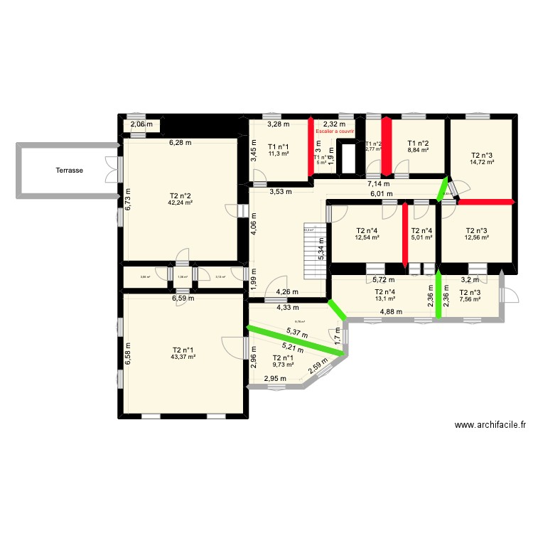 Port Meslet. Plan de 38 pièces et 442 m2