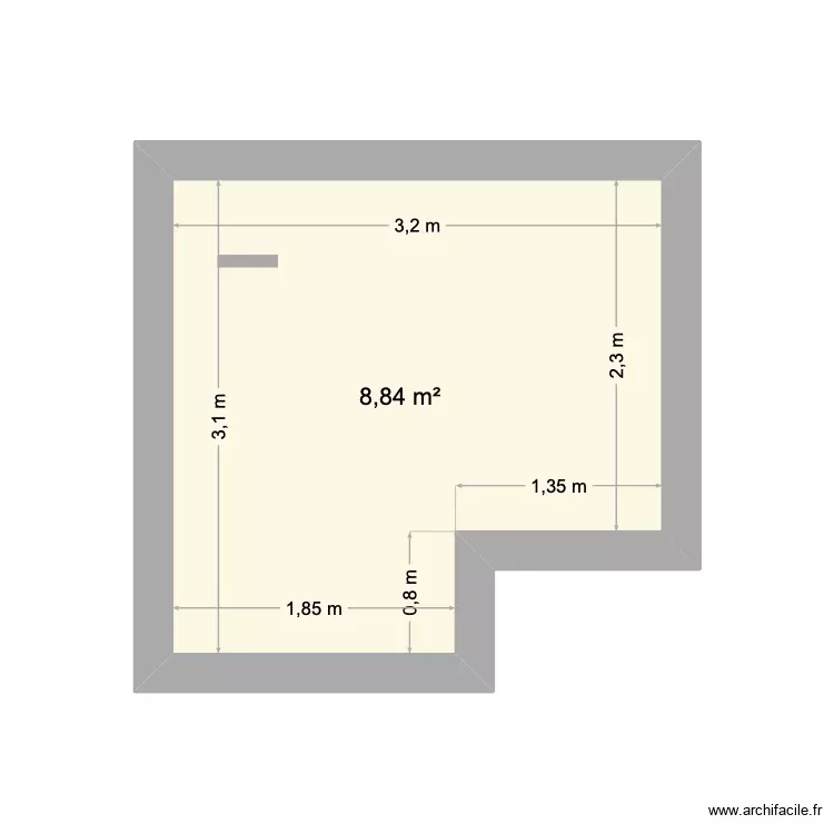 Salle d'eau. Plan de 1 Pièce et 9 m²