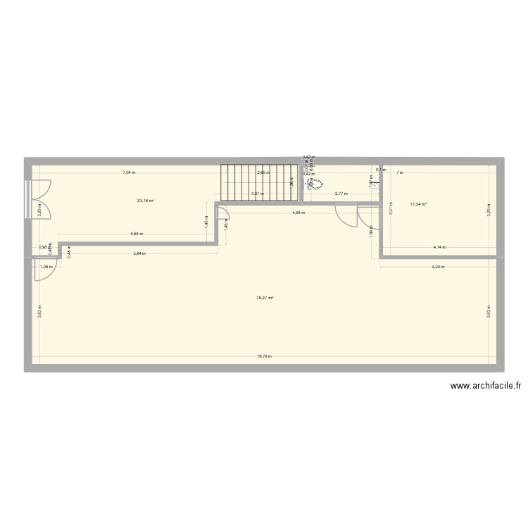 RDC B1 avec modif. Plan de 3 pièces et 119 m2