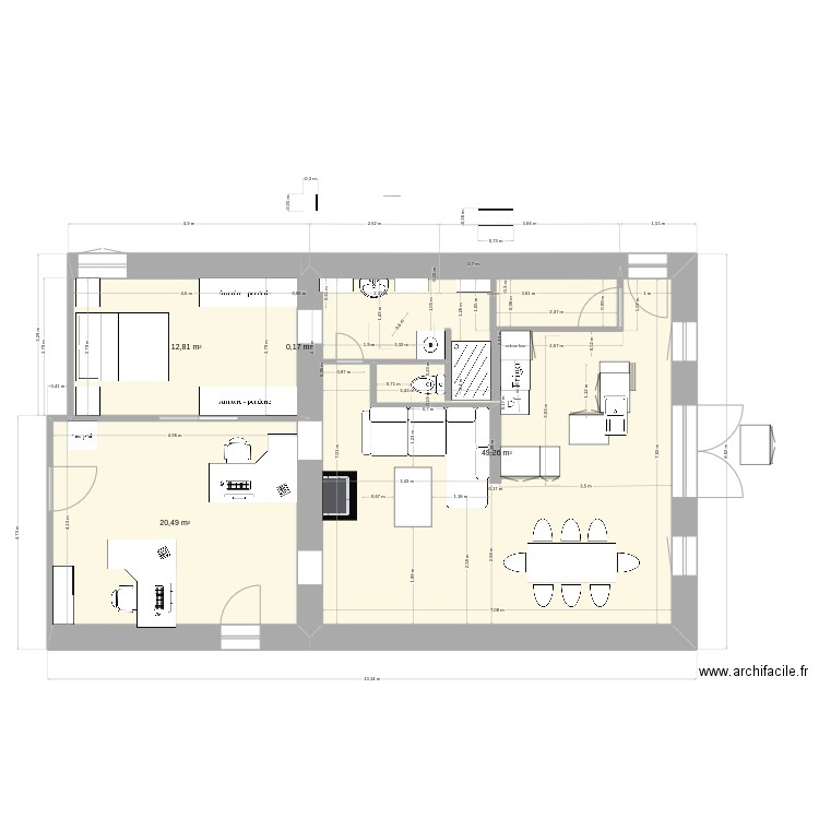 128. Plan de 4 pièces et 83 m2