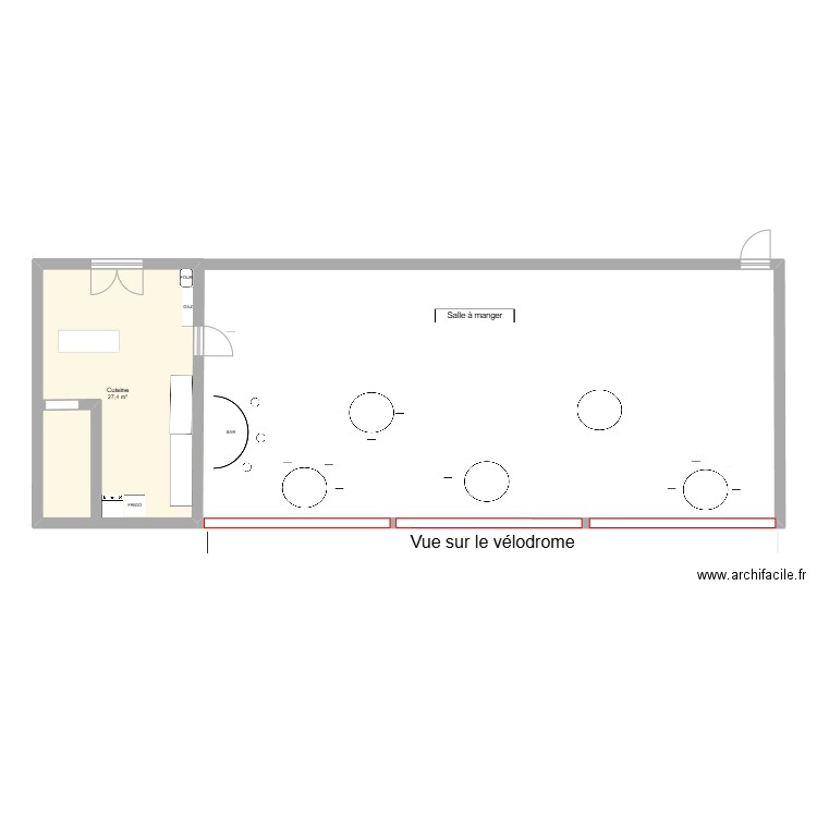 cuisine 1. Plan de 1 pièce et 27 m2