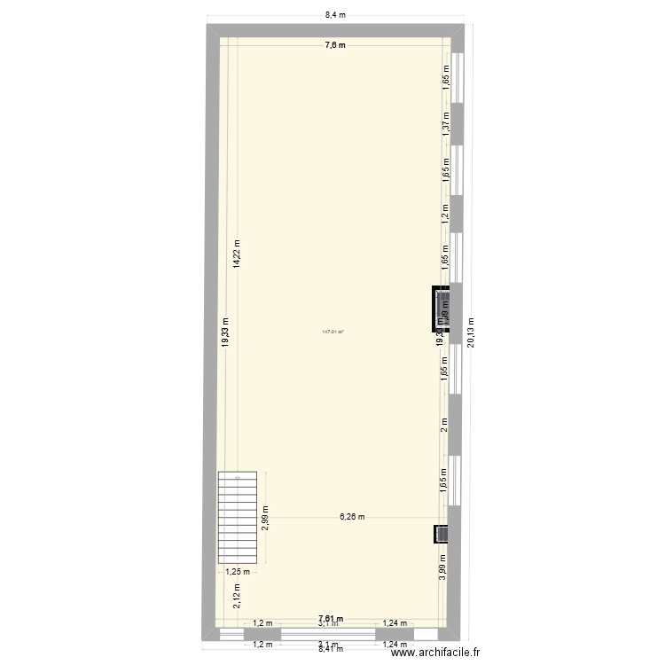 PLAN R+1. Plan de 1 pièce et 147 m2