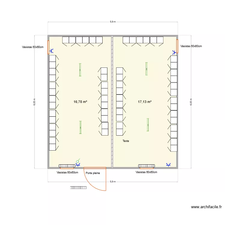Ronveaux SA Vestiaire. Plan de 