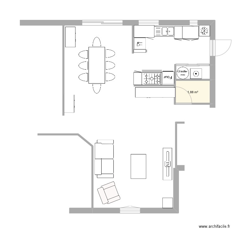 Estuaire. Plan de 1 pièce et 2 m2