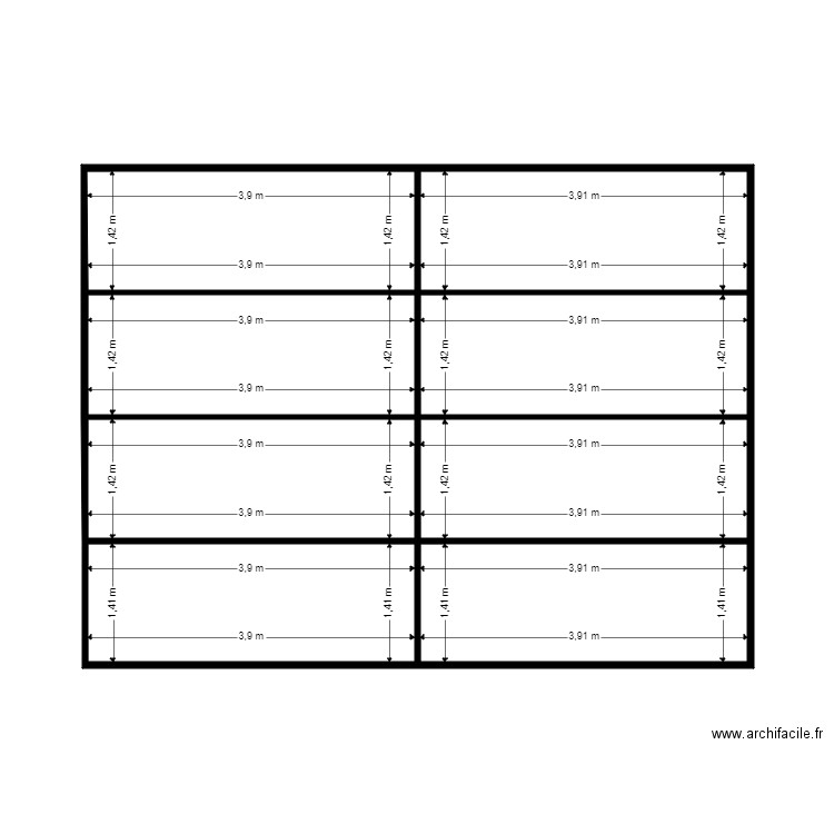 carport Dan toiture. Plan de 8 pièces et 44 m2