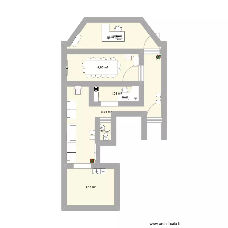 STOCK1. Plan de 6 pièces et 25 m²