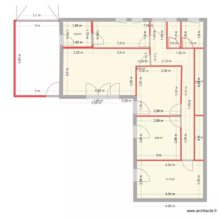 maison lannion1. Plan de 6  et 78 m²