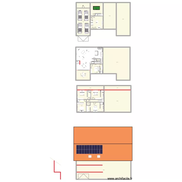 pi&eacute;train 2 habitations. Plan de 19  et 709 m²