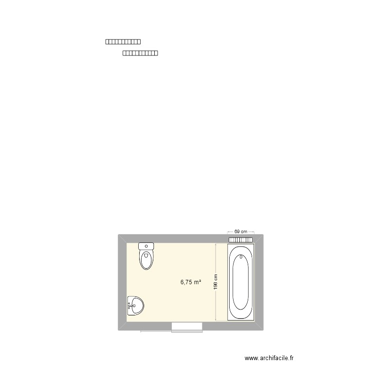 Salle de bain AV. Plan de 1 pièce et 7 m2