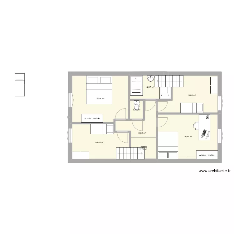 Appartement aim&eacute;e Beauvoisine 2. Plan de 