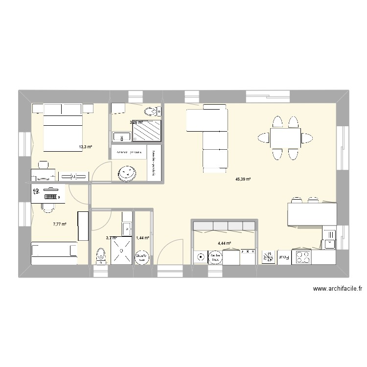 lot 30 aout 25. Plan de 7 pièces et 79 m2