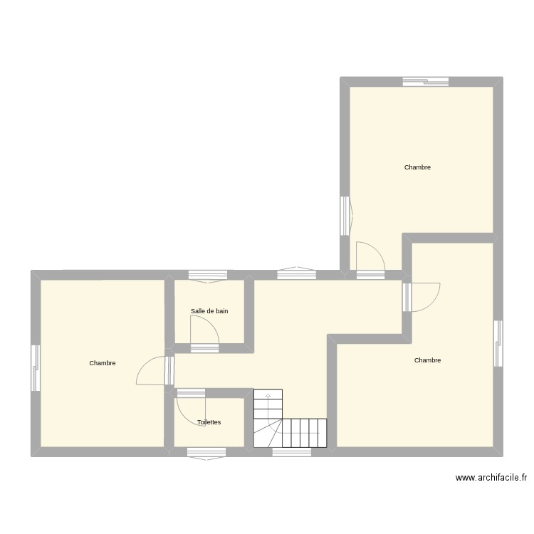 Etage2. Plan de 6 pièces et 75 m2