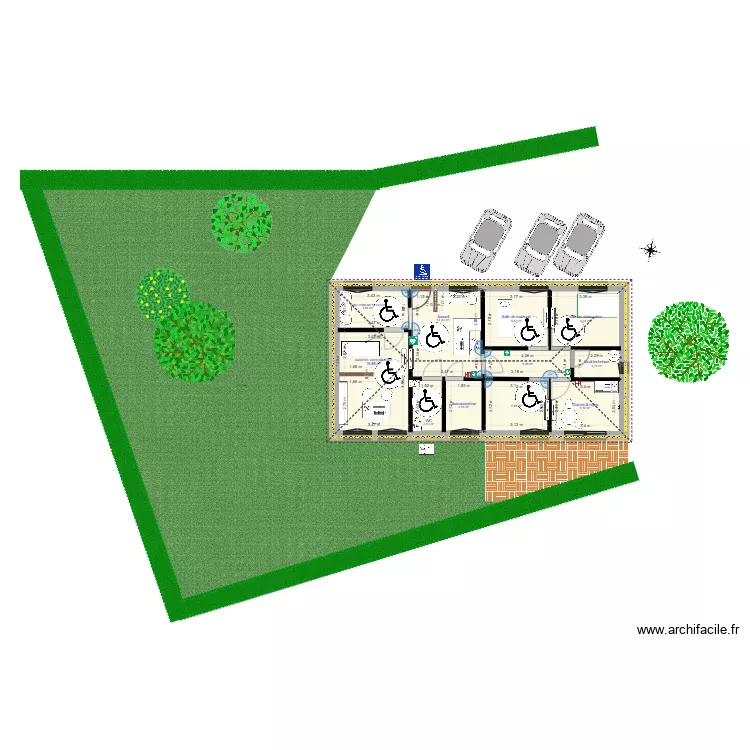 maison m&eacute;dicale d&eacute;finitif avec baie vitr&eacute;e. Plan de 12  et 201 m²