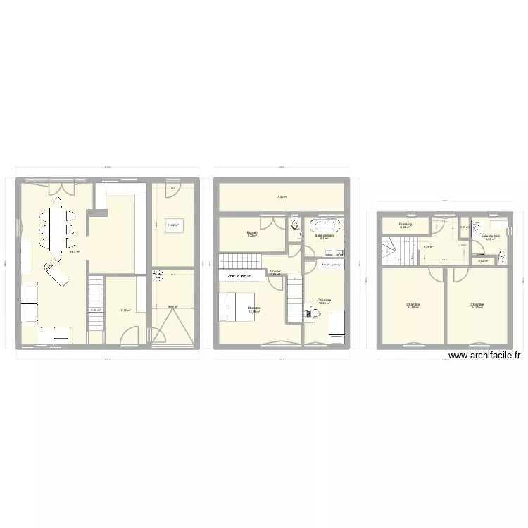 Maison 2. Plan de 19 pièces et 187 m²