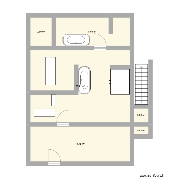 salon de toiletage. Plan de 6 pièces et 56 m2