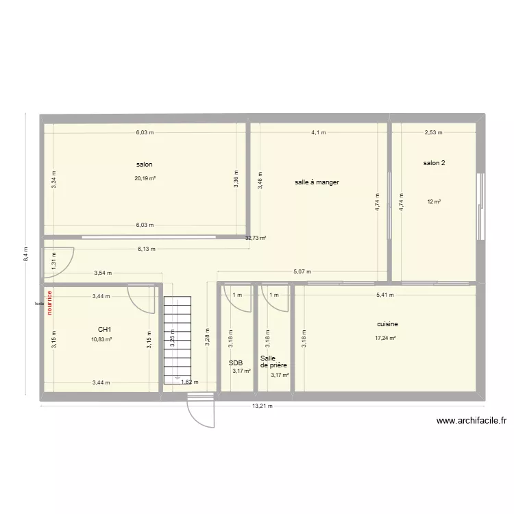 gonesse rdc. Plan de 7 pièces et 99 m²