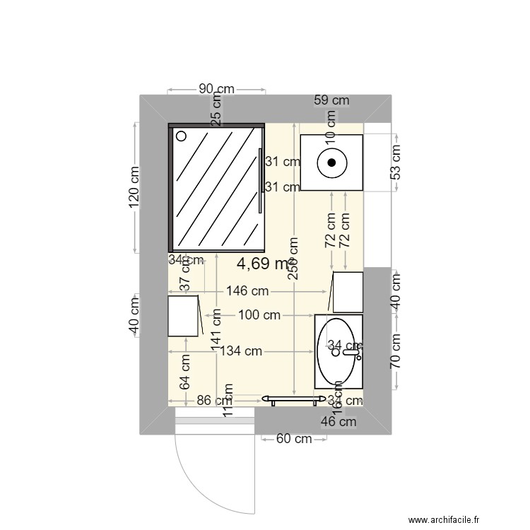 SdB. Plan de 0 pièce et 0 m2
