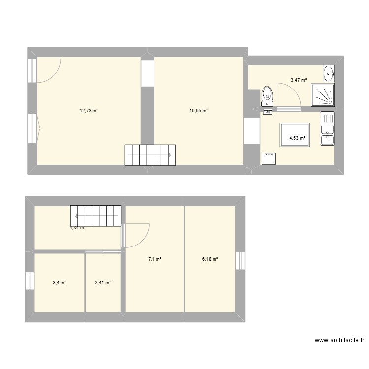 lillers. Plan de 9 pièces et 55 m2