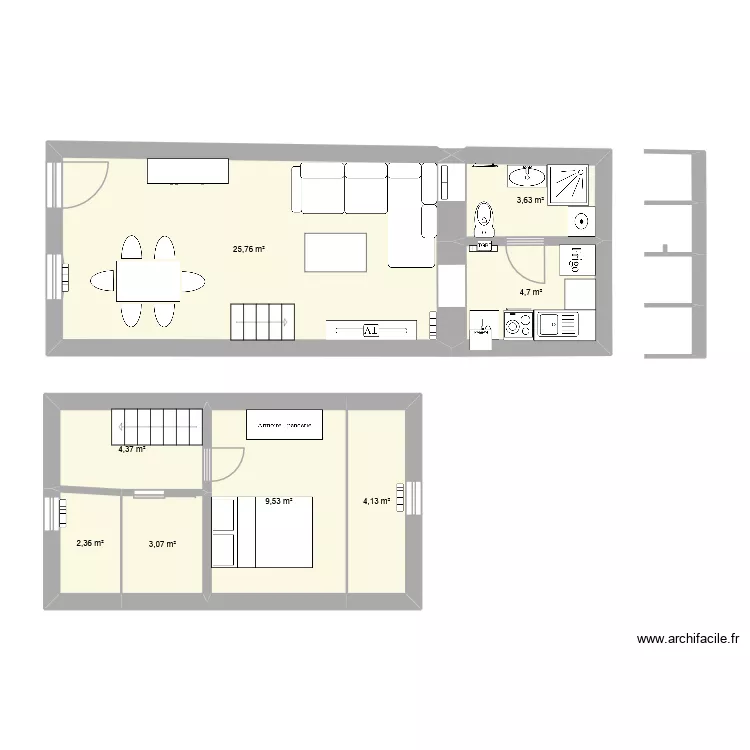 lillers. Plan de 8  et 58 m²